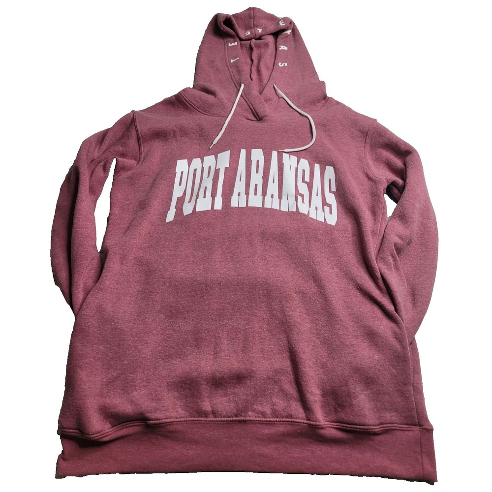 Tee Max Port Aransas, TX Pink Hooded Sweatshirt Women's Large Texas Beach